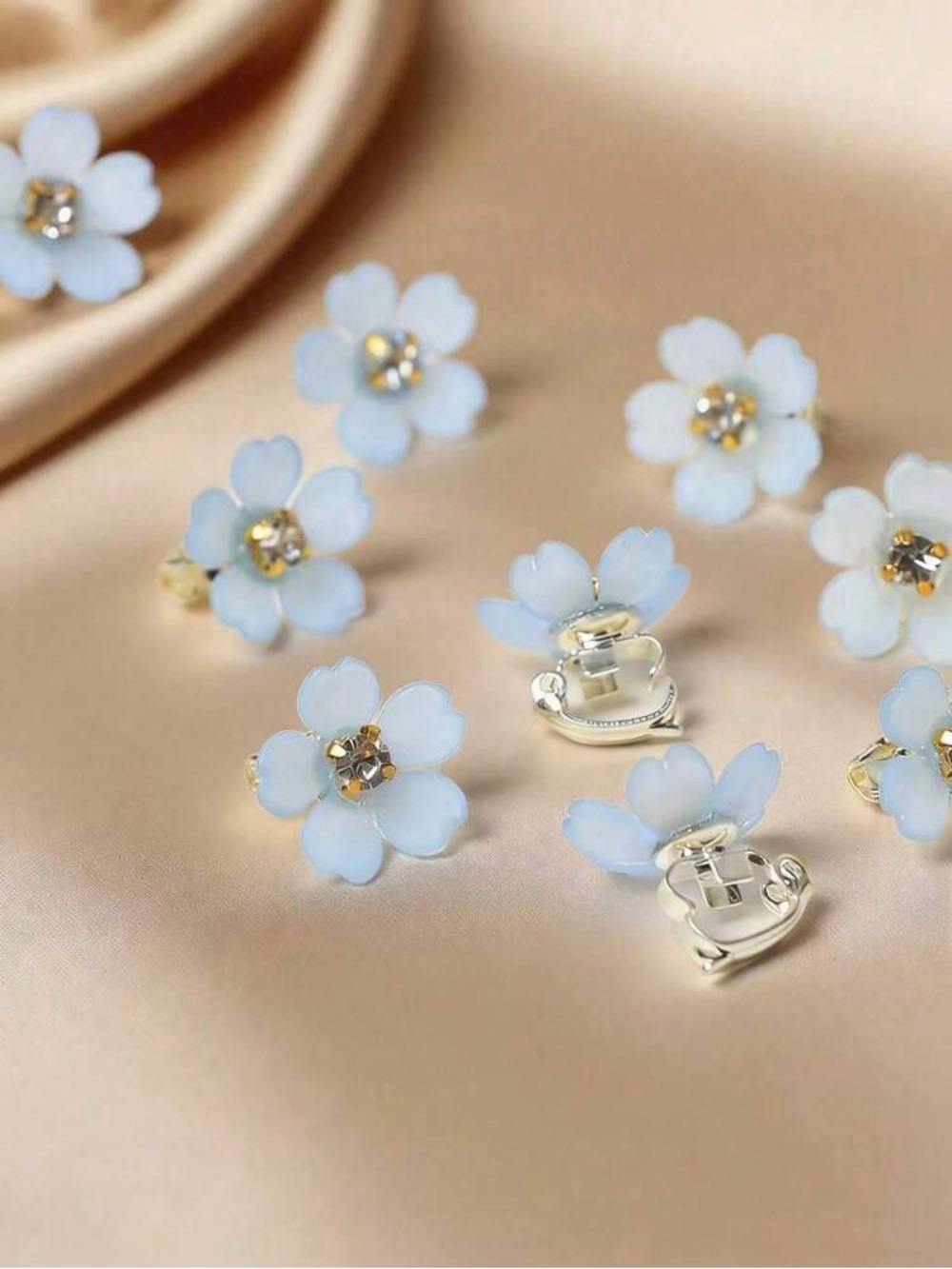 Delicate Blue Flower Hair Clips